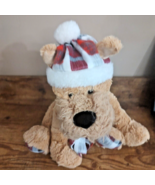 St. Jude Christmas Dog Plush 12” Winter Scarf Beanie Hat Plaid Red - $13.18 CAD