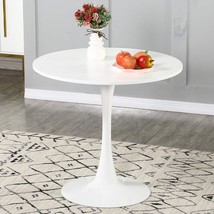 Wenyu Round White Dining Table - Modern Dining Table Pedestal, 31.5 Diameter - £187.15 GBP