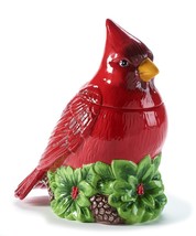 Red Cardinal Cookie Jar 11" High Bird Shaped Ceramic Winter Kitchen Baking Gift 