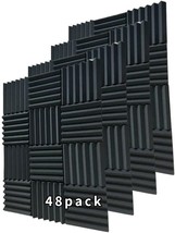 Black 12&quot; X 12&quot; X 2&quot; Soundproofing Foam Wedge Tiles For Acoustic Panels. - £64.49 GBP