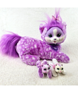 Kitty Surprise Josie Momma Cat 2 Kitten Babies Plush Purple White 12&quot; Ed... - £11.64 GBP