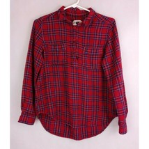 Universal Thread Women&#39;s Pullover Red Plaid Flannel Shirt Size Medium - $16.48