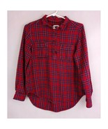 Universal Thread Women&#39;s Pullover Red Plaid Flannel Shirt Size Medium - £13.05 GBP
