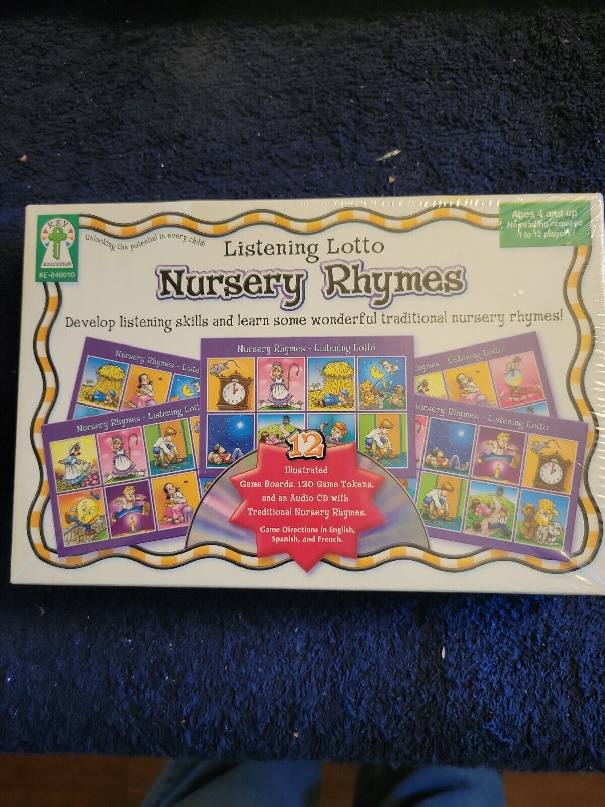 Primary image for Listening Lotto Nursery Rhymes Game Boards, Tokens, Audio CD 4+ 1-12 Player New