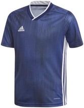 adidas Tiro 19 Jersey Navy Blue Short Sleeve Soccer Junior&#39;s Boy size L - £18.36 GBP