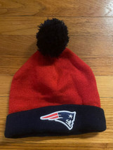 New England Patriots Reebok Vtg Beanie Pom Winter Hat Mens Red Blue Vtg ... - $19.77