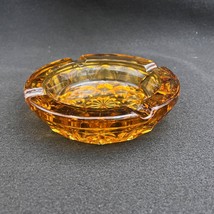 Vintage Amber Glass Ashtray Anchor Hocking Fairfield Mid Century Starburst Round - $19.34