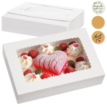 24pcs Bakery Boxes with Window 12&quot; x 8&quot; x 2.5&quot; Breakable Hearts Boxes Large Whit - £29.07 GBP