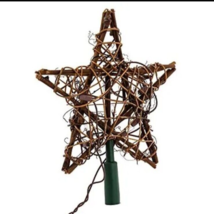 Natural Rattan Star Light Up Christmas Tree Topper Holiday Decoration - $165.08 MXN