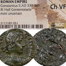 Constantius II Soldier Spears Barbarian Enemy Horseman. NGC Cert. Choice... - $122.55