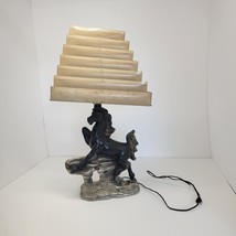 Vintage Venetian Blind Tiered Shade Black Ceramic Rearing Horse - £144.91 GBP