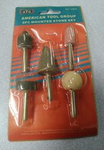 ATG 5 PC MOUNTED STONES SET 1/4&quot; SHANKS Rotary Tools Grinding Carving Po... - $9.99