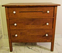 Antique Traditional Three Drawer Oak Dresser with Brass Trim Accent  - $494.01