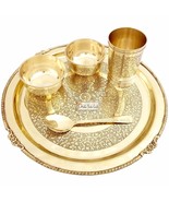 Prisha India Craft Embossed Design Pure Brass Dinner Thali Set, Dinnerwa... - £69.38 GBP