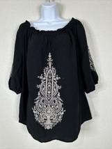 Signature Studio Womens Size L Black Embroidered Off The Shoulder Blouse - £7.64 GBP