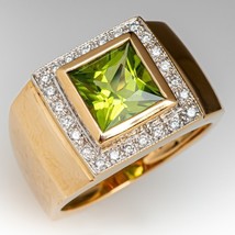 2Ct Princes Cut CZ Green Peridot Diamond Engagement Ring 14K White Gold Finish - £96.84 GBP