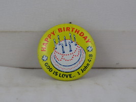 Vintage Religious Pin - Happy Birthday God is Love - Metal Pin  - £11.76 GBP