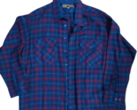 New Castle vintage blue red teal plaid long sleeve button shirt men 2X a... - $19.79
