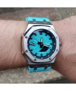 New Tiffany Blue Casio G-Shock GA2100 in Steel Case AP Casioak SILVER case&strap - $4,483.71 MXN