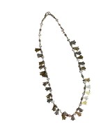 Vintage Silver Tone Christmas Necklace Cutout Trees Dangle Clear Beads 13” - $369.71 MXN