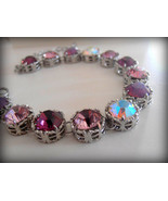 Amethyst Purple Swarovski Bracelet / Art Deco Crystal Jewelry / Filigree... - £39.71 GBP