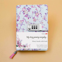 A6 Floral Faux Leather Refillable Diary Book with Code Lock for Girls, 2... - $22.46