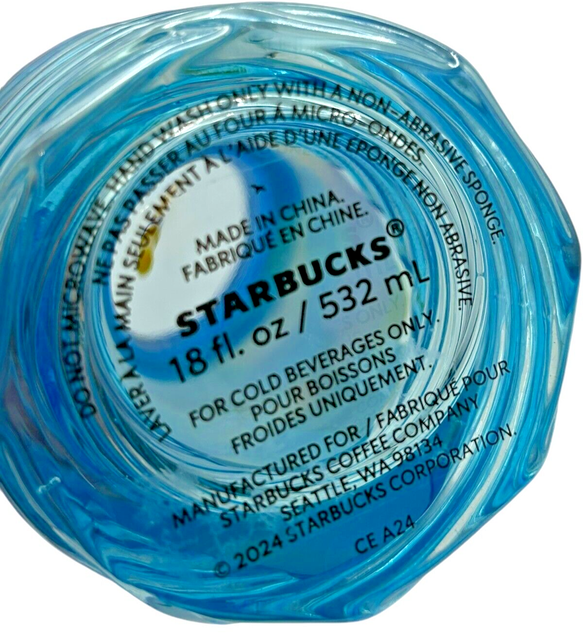 2024 Summer Starbucks Aqua Glass Swirl Gradient Petal  18ozTumbler w/Lid & Straw Item image 5
