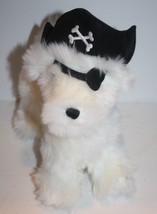 Gymboree Pirate Dog 11&quot; White Plush Stuffed Terrier Hat Eye Patch Soft Toy 2007  - £10.70 GBP