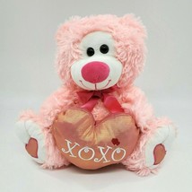 Kellytoy Valentine Bear XOXO Heart Pink White Plush Stuffed 12&quot; Animal Toy B221 - £15.62 GBP
