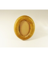 Vintage Oval Picture Frame Wicker Rattan 4x4 Photo 1970s - $19.99