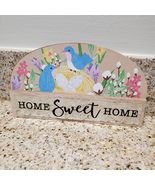 Decorative Wooden Plaque, Home Sweet Home, Bluebirds with Nest and Flowers - £10.38 GBP