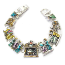 Nativity Story Charm Chain Bracelet Magnetic Clasp Size 7 White Gold - $14.19