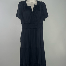Anthropologie Somerset Black tiered Silky Maxi Dress Size Medium Petite - £69.35 GBP