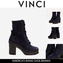 The Elera Navy Blue Leather Block Heel Women Boot image 9