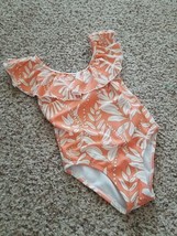 Janie and Jack One Piece Lined Swimsuit Ruffled Orange White Girls Size 2T - $16.34