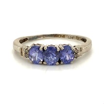 Vintage Signed 925 VJ India Triple Tanzanite Stone Statement Ring Band size 10 - £39.76 GBP