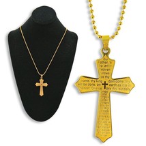 GOLD-LORD&#39;S-PRAYER-CROSS-NECKLACE - $10.00