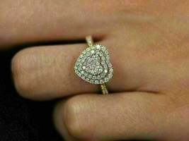 Pretty 2Ct Round Cut Diamond heart Shape Wedding Ring 14K Yellow Gold Finish - £94.26 GBP