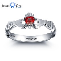 Personalized Engrave Name Birthstone Jewelry Claddagh 925 Sterling Silver Rings  - £41.16 GBP