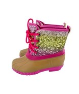 Olivia Miller Girls Pink Gold Glitter Faux Fur Lined Duck Boot SZ 13 New... - $39.00