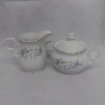 Yamaka Maytime China Creamer and Sugar with Lid Set Blue White Floral Pl... - $29.95