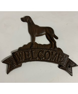 Vintage Cast Iron Dog WELCOME Front Door Sign Plaque Labrador Retriever ... - $535.92 MXN