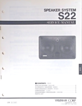 Yamaha S22 Monitor Speaker Original Service Manual Schematics Parts List... - $24.74