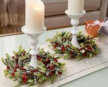 Set of 2 Mistletoe Candle Rings by Valerie in Red - $193.99