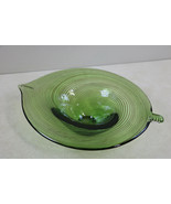 Vintage Murano Mid Century Art Glass Leaf Dish / Bowl Green &amp; Brown Accents - £28.85 GBP