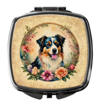 Australian Shepherd and Flowers Compact Mirror - Elegant Pocket Makeup A... - $15.83