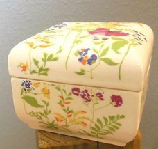 Ceramic Floral Square Box Elizabeth Arden Japan 4 x 4 x 3&quot; - £14.24 GBP