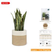 Versatile Jute Cotton Storage Basket - Foldable 10.5" Pot Cover in Rusti... - $45.49