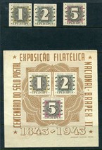 Brazil 1943 Sc C50 a.b.c  Sheet+stamps MNH  100 centenial 7151 - $64.35