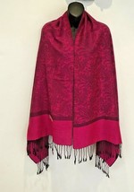 Fuchsia with Black Women Pashmina Paisley Shawl Scarf Cashmere Soft Stole - £14.17 GBP